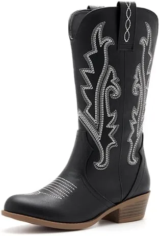 vodvob girls kids western boots embroidered cowgirl cowboy boots