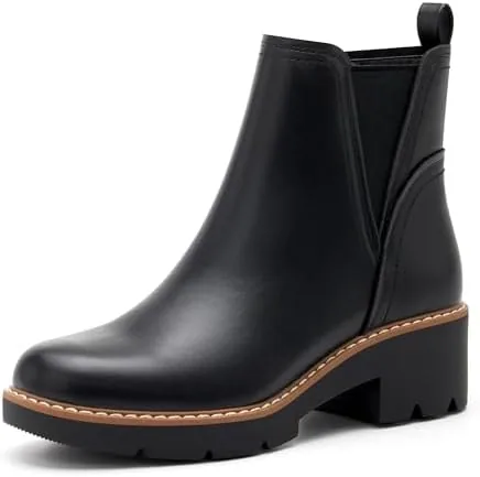 vodvob womens ankle boots water repellent fashion lug sole elastic with side zipper chelsea boots slip on fall booties