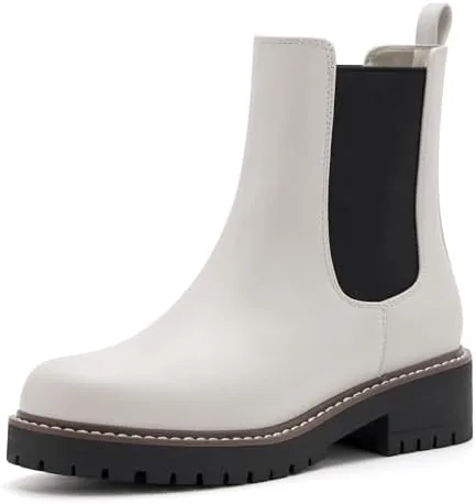 vodvob womens chelsea boots slip on ankle booties chunky low block heel